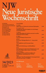 Cover zum Beitrag in NJW 2023 2454 ff.